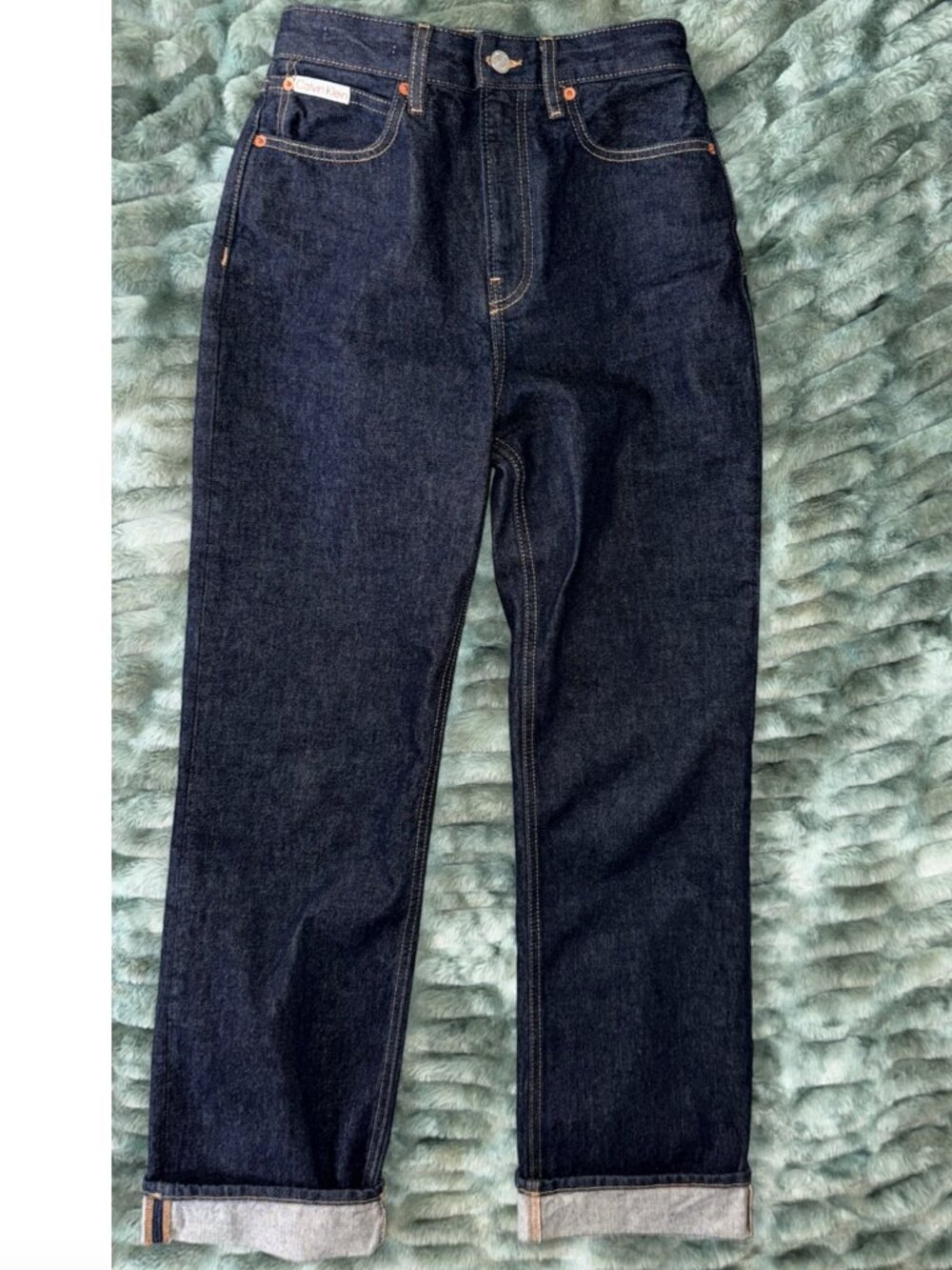 Calvin Klein High Rise Straight Leg Barrel 100% Cotton Jeans Size 2/26
